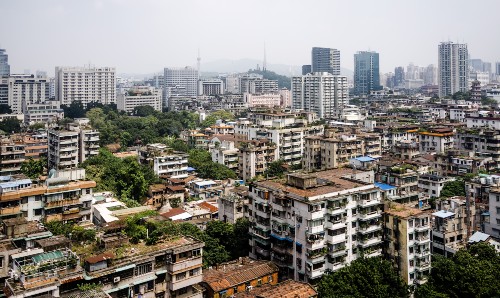 China urban cityscape. Guangzhou city, Guangdong province.